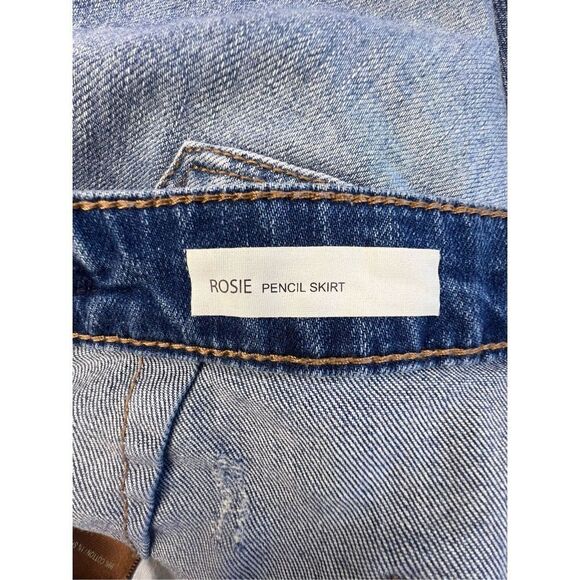 KUT From The Kloth Dyed Frayed Denim Distressed Rosie Pencil Skirt - Picture 3 of 6